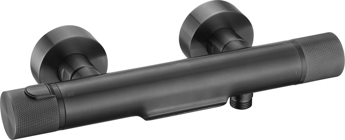 Ben Engraved Cross Badewannenarmatur mit Thermostat Gunmetal