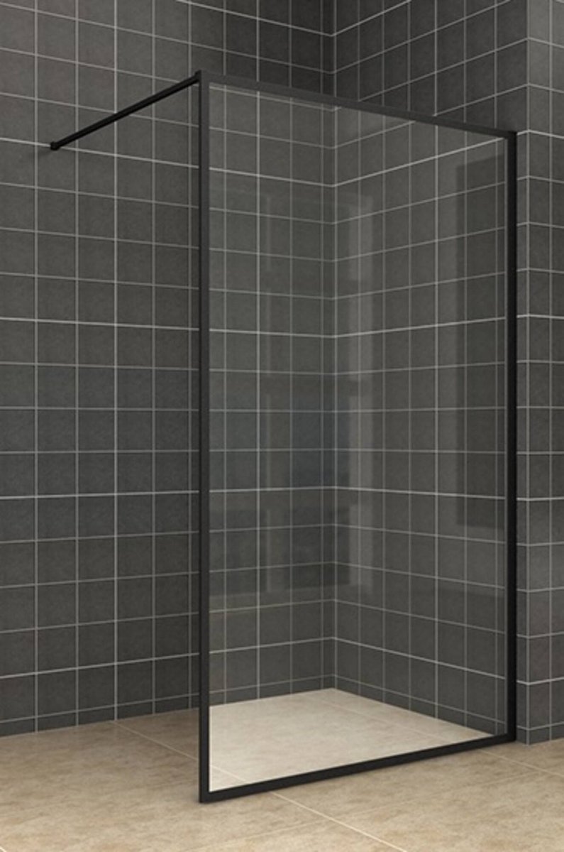 Saqu Frame Duschwand 80x200 cm Nanoglas/Matt Schwarz