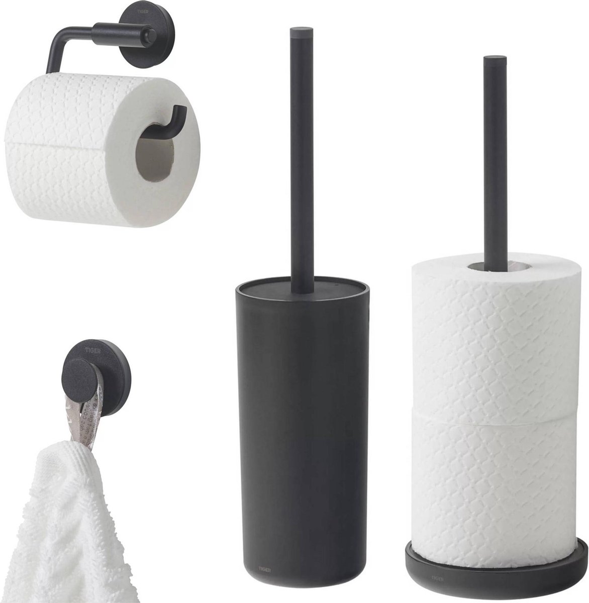 Tiger Urban Toilettenzubehör-Set 4-teilig Freistehend Schwarz