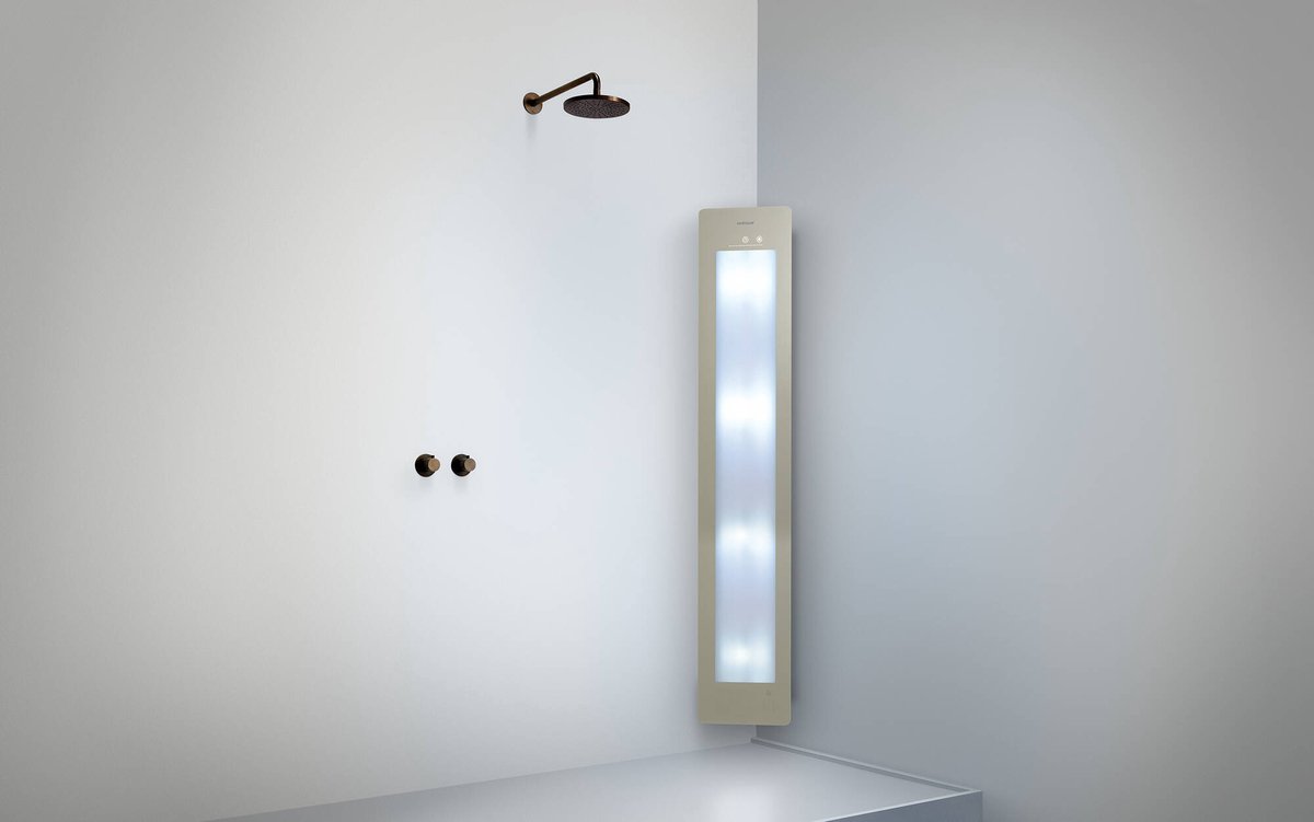 Sunshower Round Line Plus L Aufputz Eckmontage Infrarot und UV-Licht Sand White