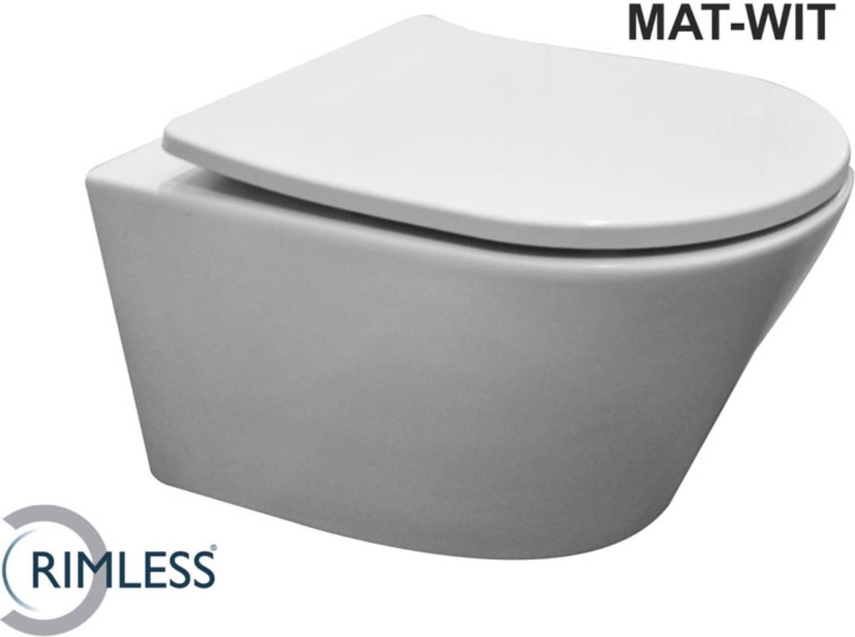 Saqu Sky 2.0 Wand-WC randlos mit Slimseat-WC-Sitz mit Quickrelease Matt Weiß
