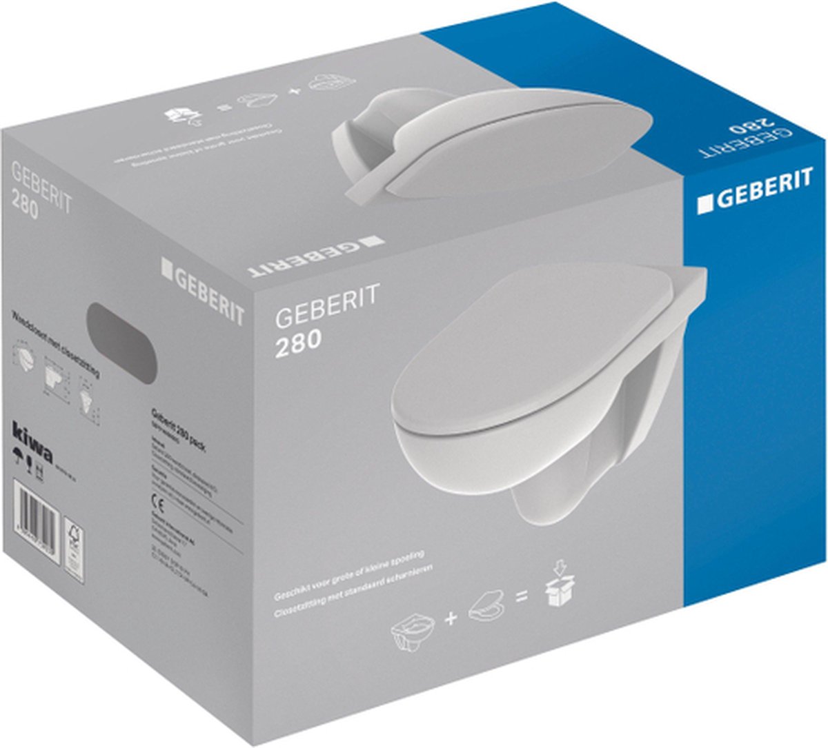 Geberit 280 Basic Wand-WC mit WC-Sitz 35x53x40 cm Weiß