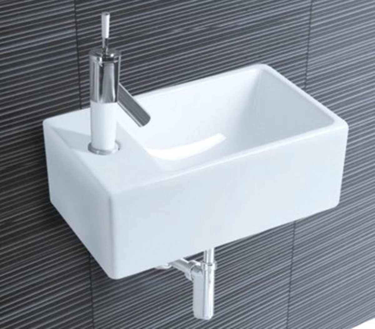 Saqu Handwaschbecken 1 Hahnloch links 30,5x18x11 cm Weiß