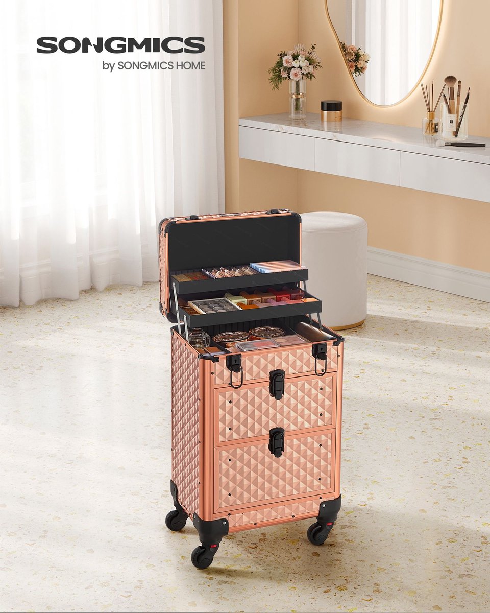 Kosmetikkoffer Trolley Friseurkoffer champagnergold
