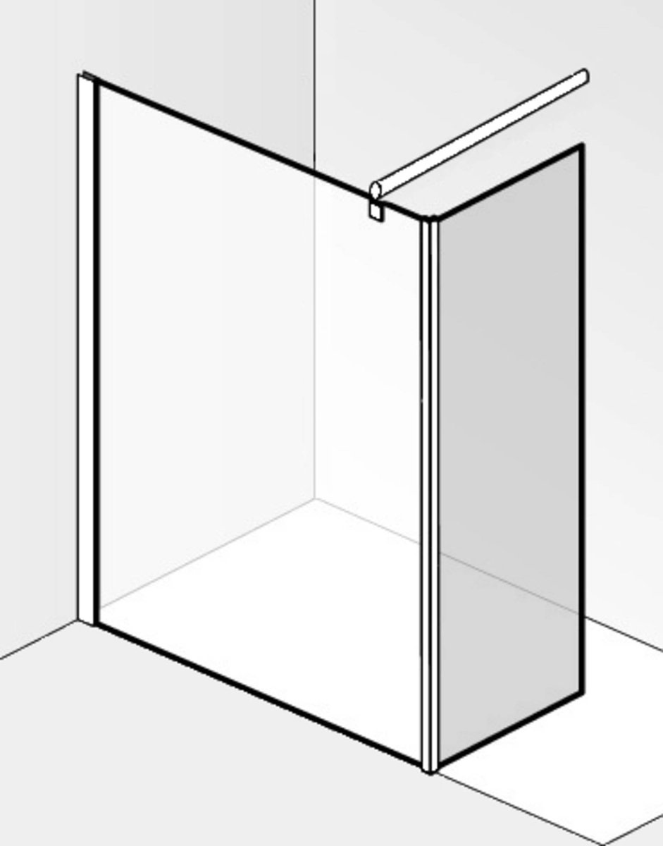 Saqu Modulo Walk In Dusche mit Seitenwand inkl. Antikalk 120x30x210cm Semisatiniertes Glas/Chrom