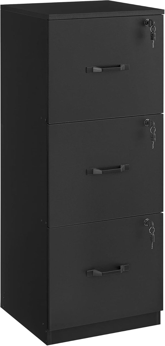 Aktenschrank mit mehreren abschließbaren Schubladen, Tintenschwarz / 3 Ablagen (103H cm)