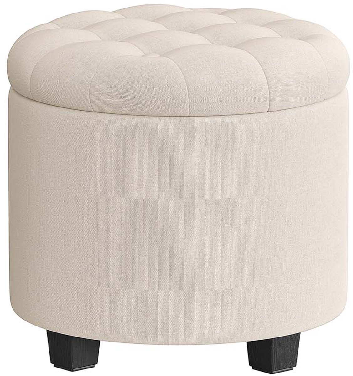 Fußhocker mit Stauraum, Hellbeige / Leinenimitat