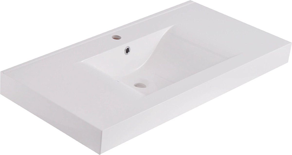 Saqu Waschbecken 1 Hahnloch 100x46cm Kunstmarmor weiß