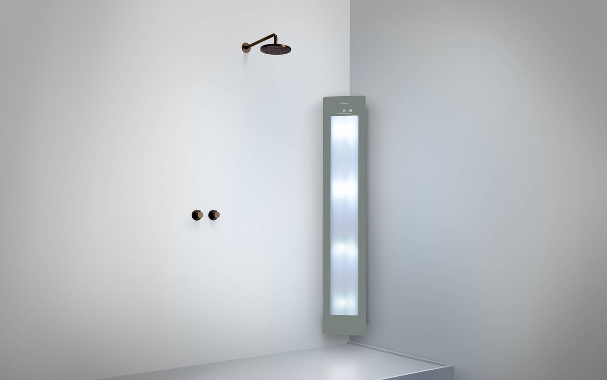 Sunshower Round Line Plus L Aufputz Eckmontage Infrarot und UV-Licht Organic Grey