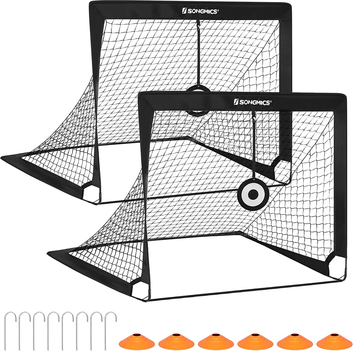2er-Set Fußballtore für Kinder, Schwarz