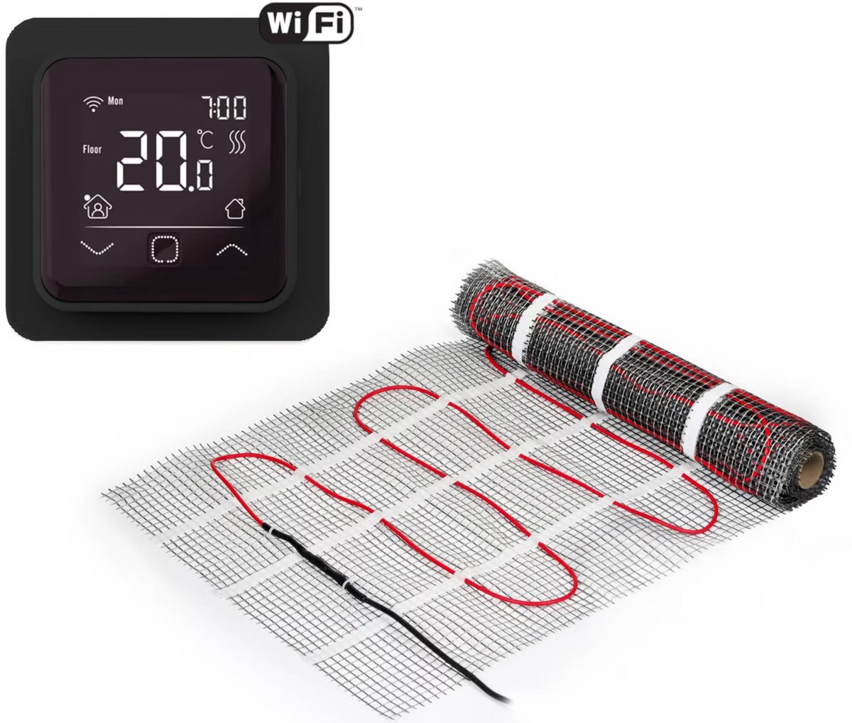 Ben Comforta Fußbodenheizung mit WIFI-Uhrenthermostat 1,5 m² Schwarz