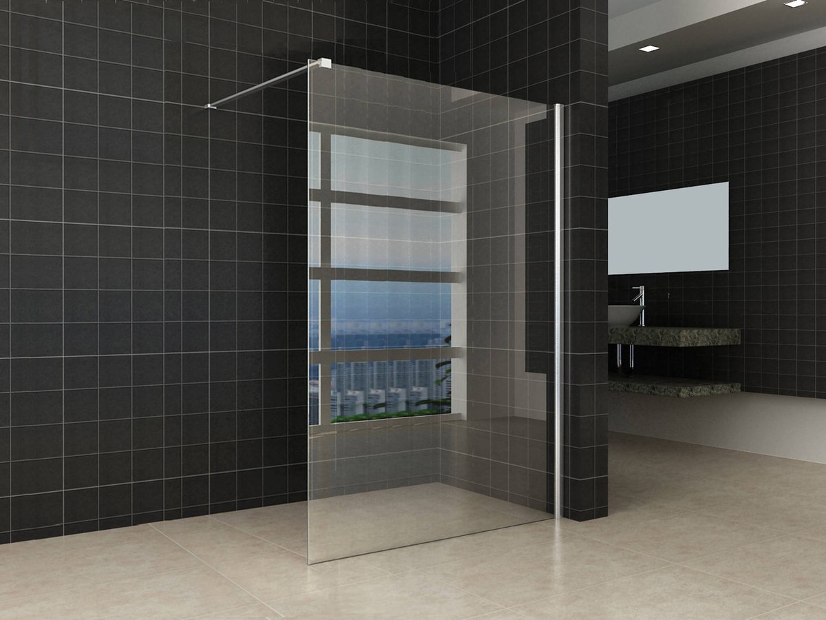 Saqu Splash Walk In Dusche mit Chrom-Wandprofil 130x200cm Nanoglas