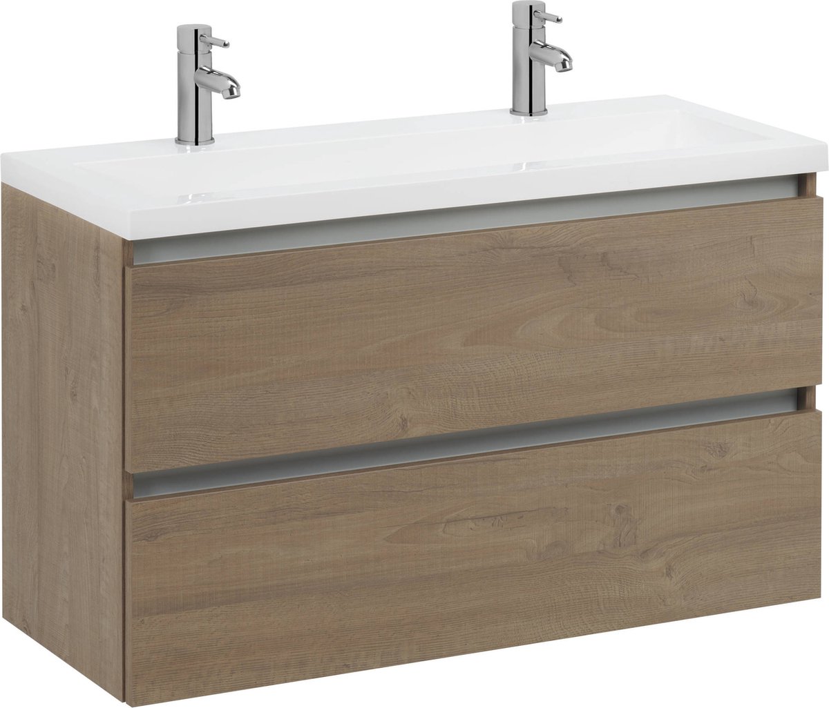 Saqu Gaia Slimline Badezimmermöbel-Set 100x40 cm mit 2 Armaturenlöchern Toffee