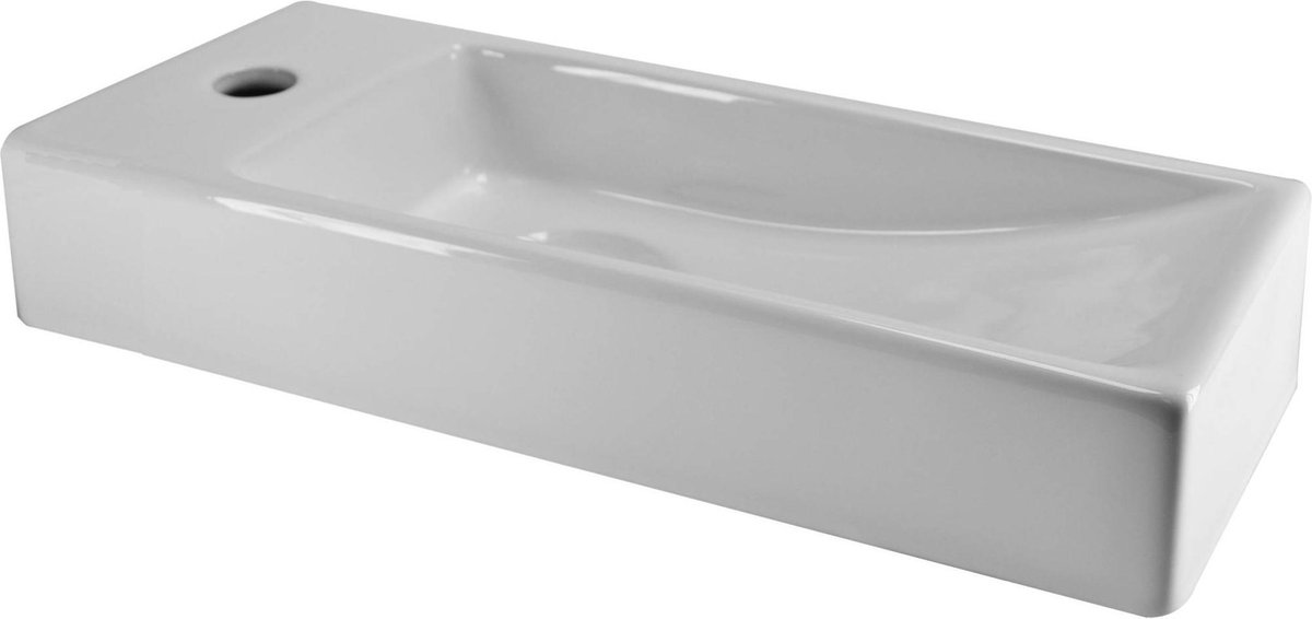 Saqu Wave Handwaschbecken links 38x14x8cm Weiß