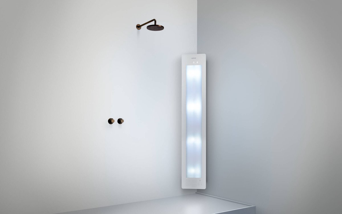 Sunshower Round Line Plus L Aufputz Eckmontage Infrarot und UV-Licht White
