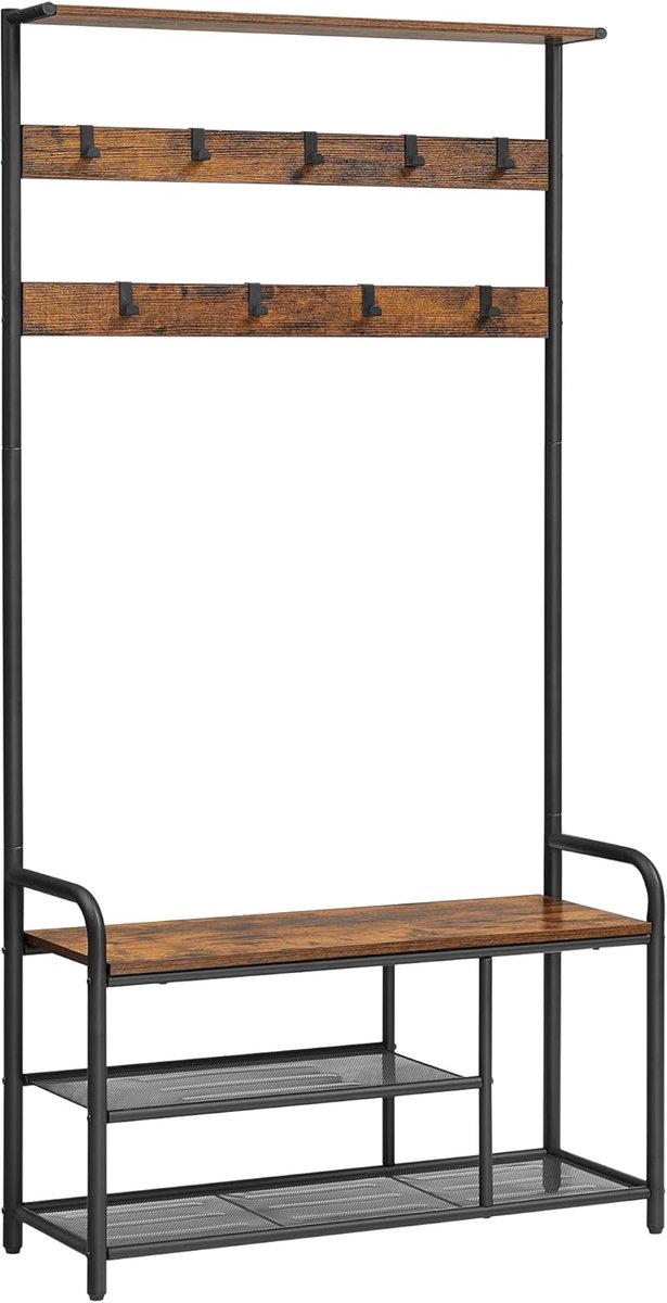 Garderobenständer für kleine Wohnungen, Vintagebraun + Schwarz