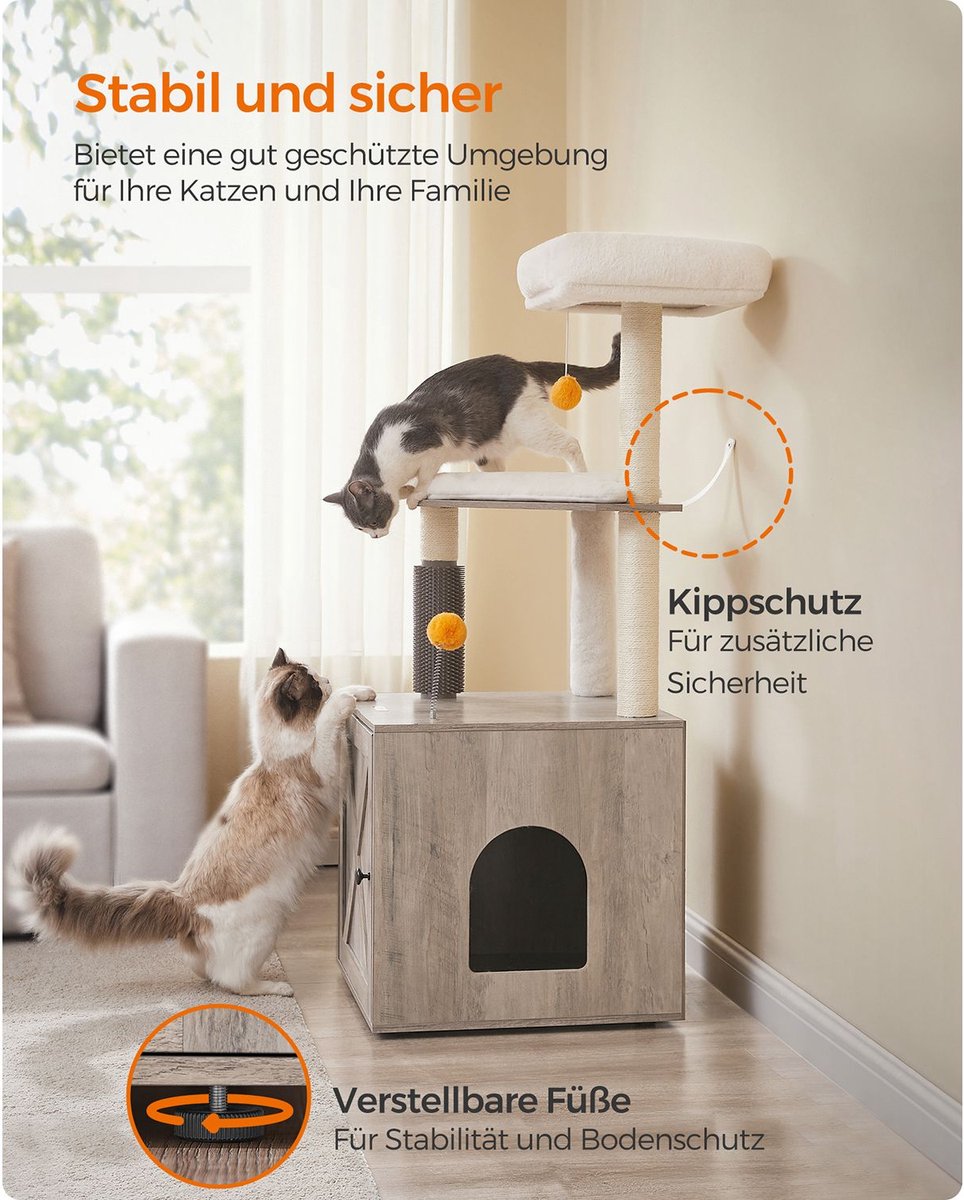 2-in-1 moderner Katzenbaum, Greige