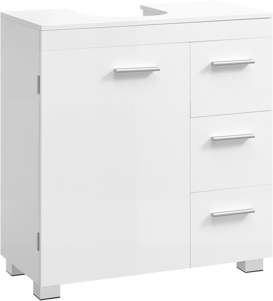 Waschbeckenunterschrank mit Schubladen und Füßen, wolkenweiß / 60B cm + ohne Säule