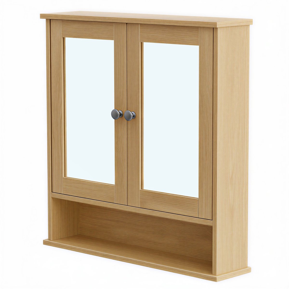 Spiegelschrank mit offenem Fach Wandmontage, Natureichenfarben / 13 x 56,5 x 58,5 cm