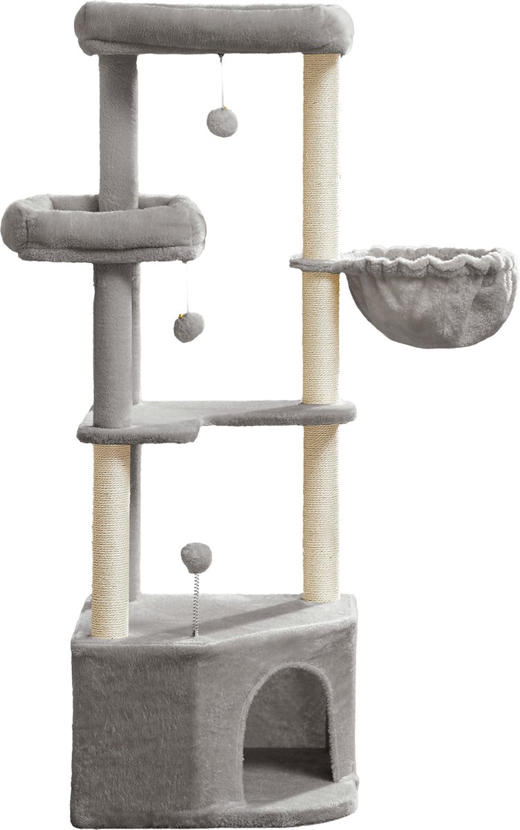 Katzenbaum mit großer Höhle und mehreren Spiel- und Liegeflächen, Taubengrau
