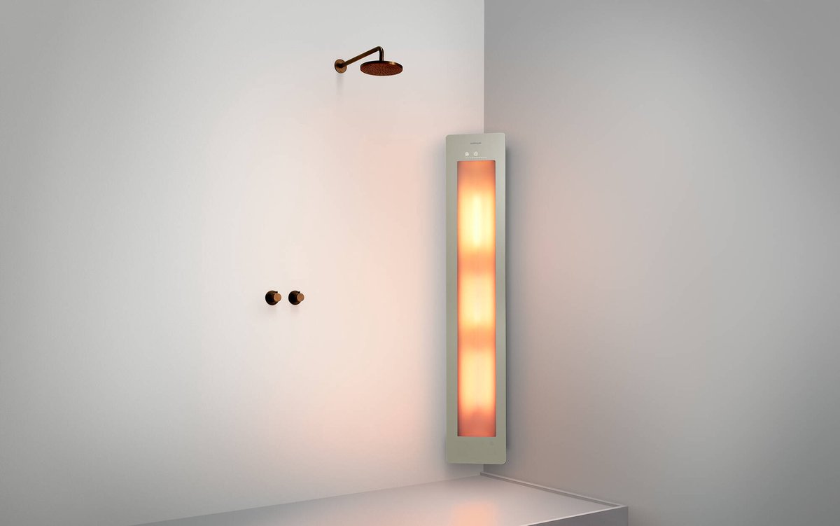 Sunshower Round Line One L Aufputz Eckmontage Infrarot Sand White