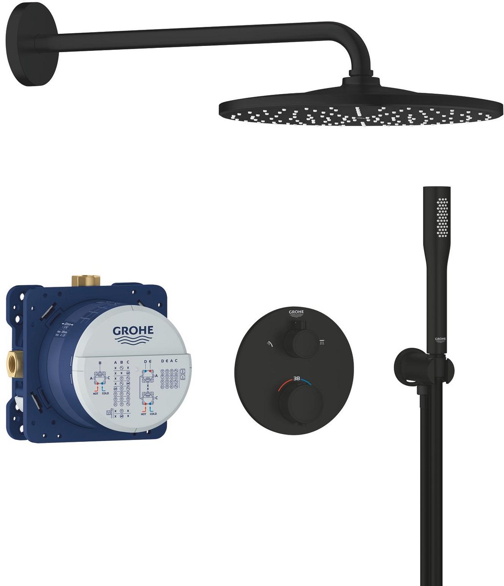 Grohe Precision Unterputz Regendusch-Set rund Matt Schwarz