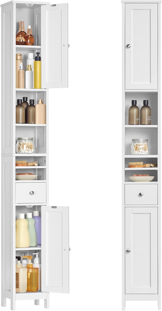 Badschrank mit verstellbaren Ablagen und offenen, Wolkenweiß