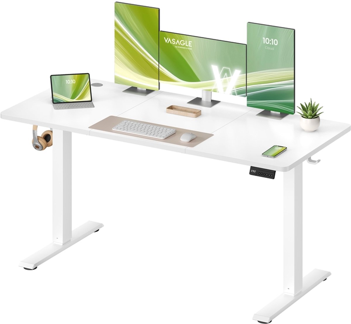Elektrischer Schreibtisch mit Memory Funktion, wolkenweiß / 140B x 60T x (72-120)H cm