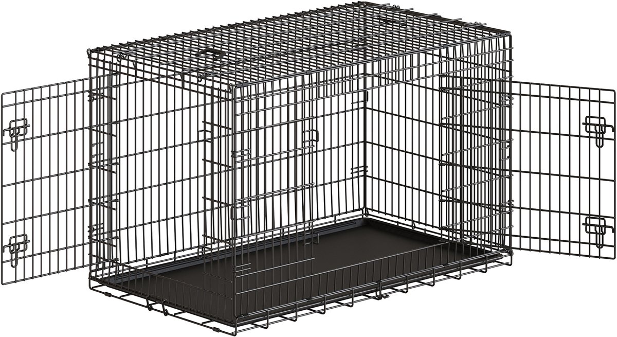 Hundekäfig klappbar mit 2 Türen und Kunststoffschale