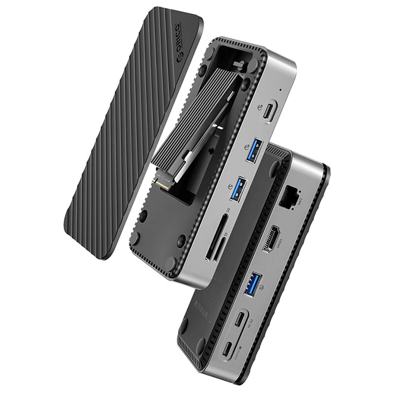 ORICO DPM2P9 10-in-1 M.2 SSD Dockingstation mit Kühlventilator PD100W / 10Gbps Typ-C*2 / 5Gbps USB3.0*2 / 10Gbps USB3.2