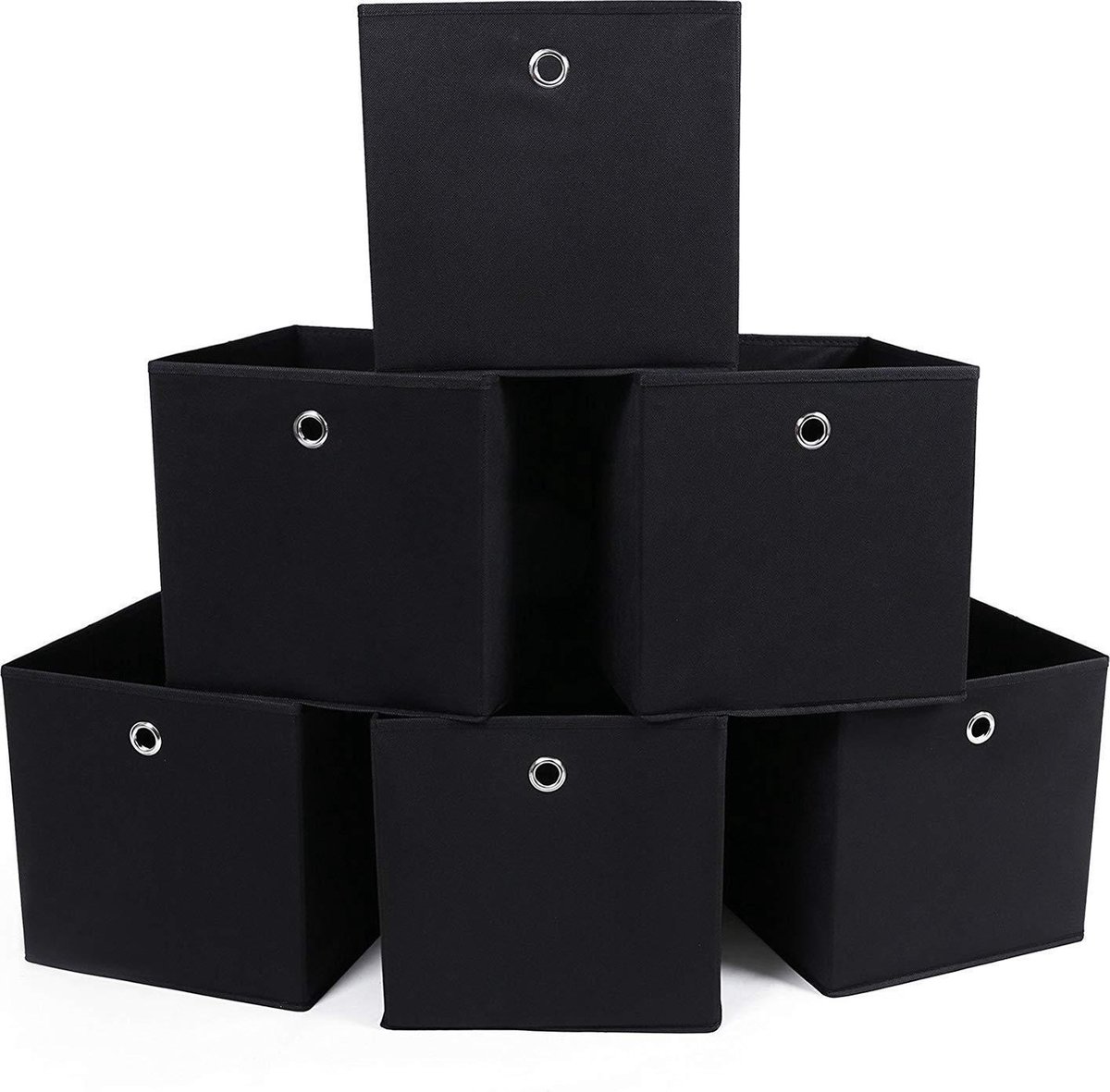 Aufbewahrungsboxen mit Fingerloch, Vliesstoff, Schwarz / 6