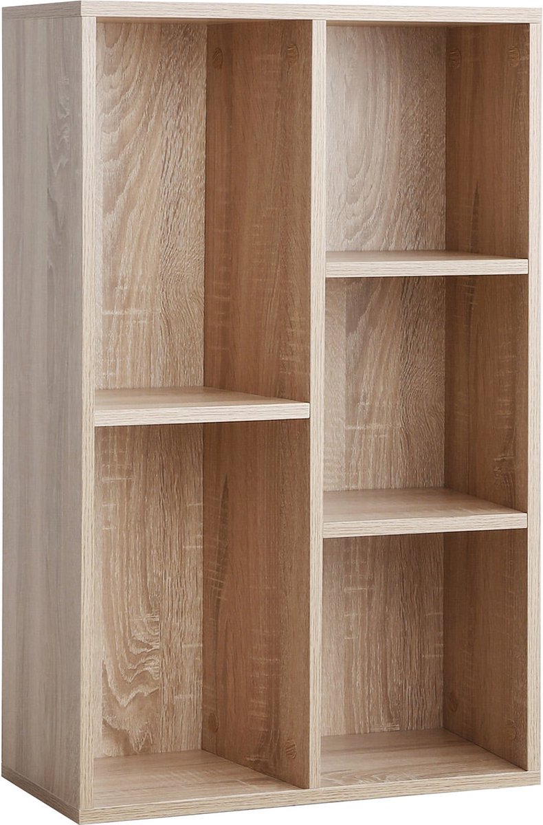 Bücherregal mit 5 Fächern, Eiche