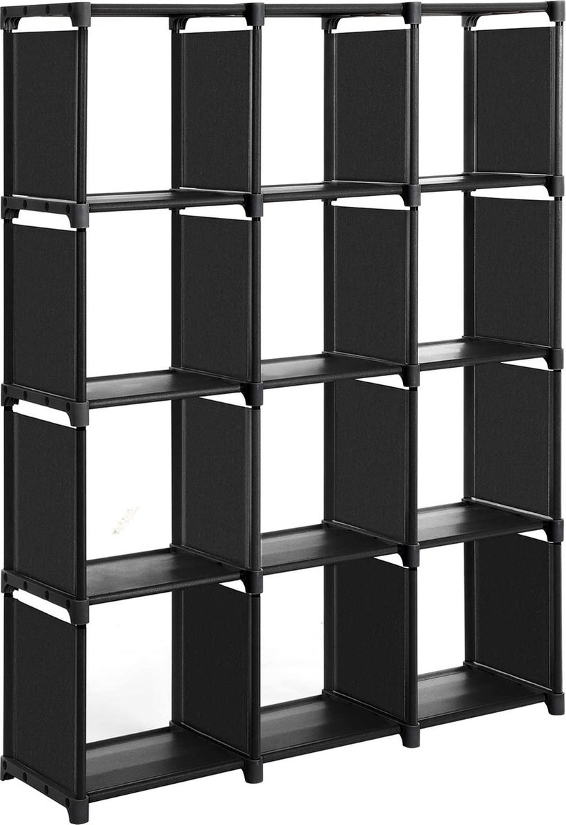 DIY-Würfelregal mit 12 Würfeln, Schwarz