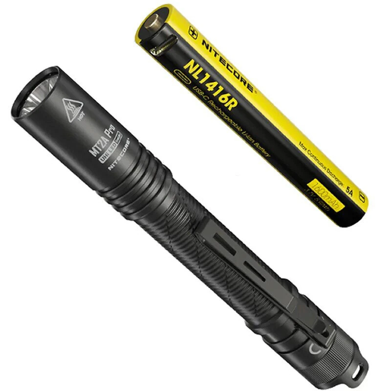 NITECORE MT2A Pro UHi20 1000LM 255M EDC LED-Flashlight mit 1600mAh USB-C wiederaufladbare Li-Ion-Batterie,Mini-Größe tra