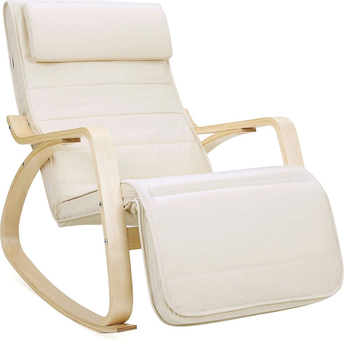 Schaukelstuhl mit stabilem Birkenholzgestell, Beige