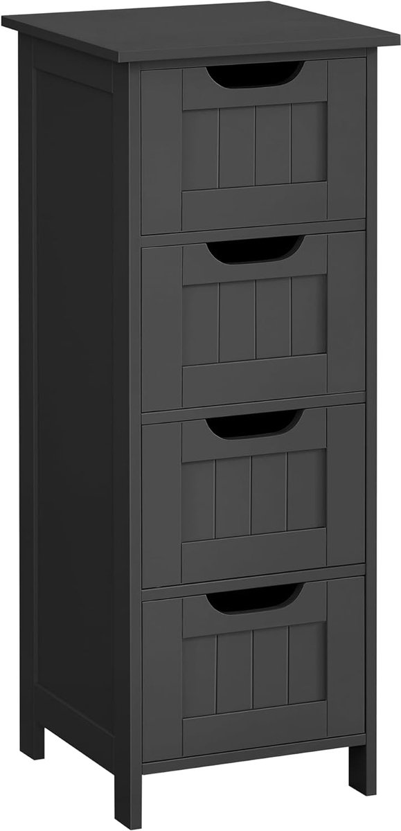 Badezimmerschrank mit 4 Schubladen, Tintenschwarz