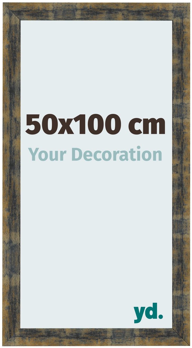 Bilderrahmen 50x100 cm - Blau Gold Meliert - MDF - Pisa