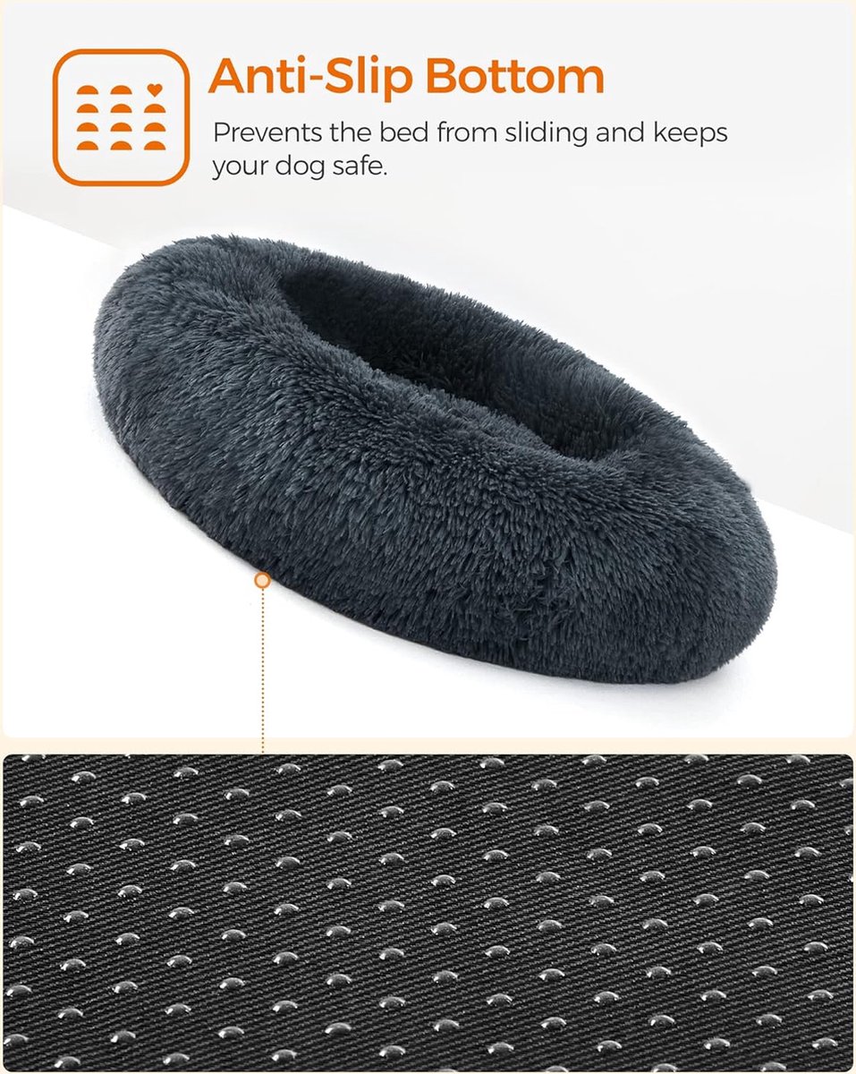 Flauschiges Hundebett in Donutform, Dunkelgrau