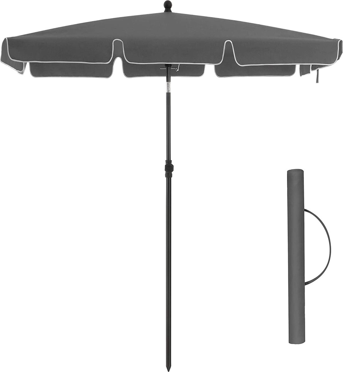 Knickbarer Sonnenschirm für Balkon, Grau / 200 X 125 cm