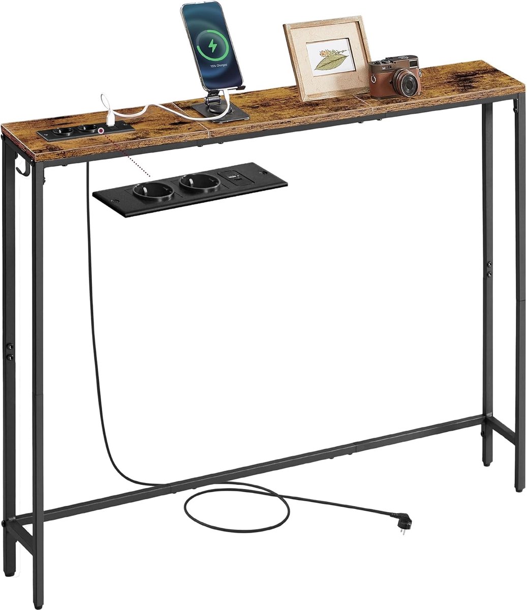 Schmaler Konsolentisch mit Ladestation und Haken