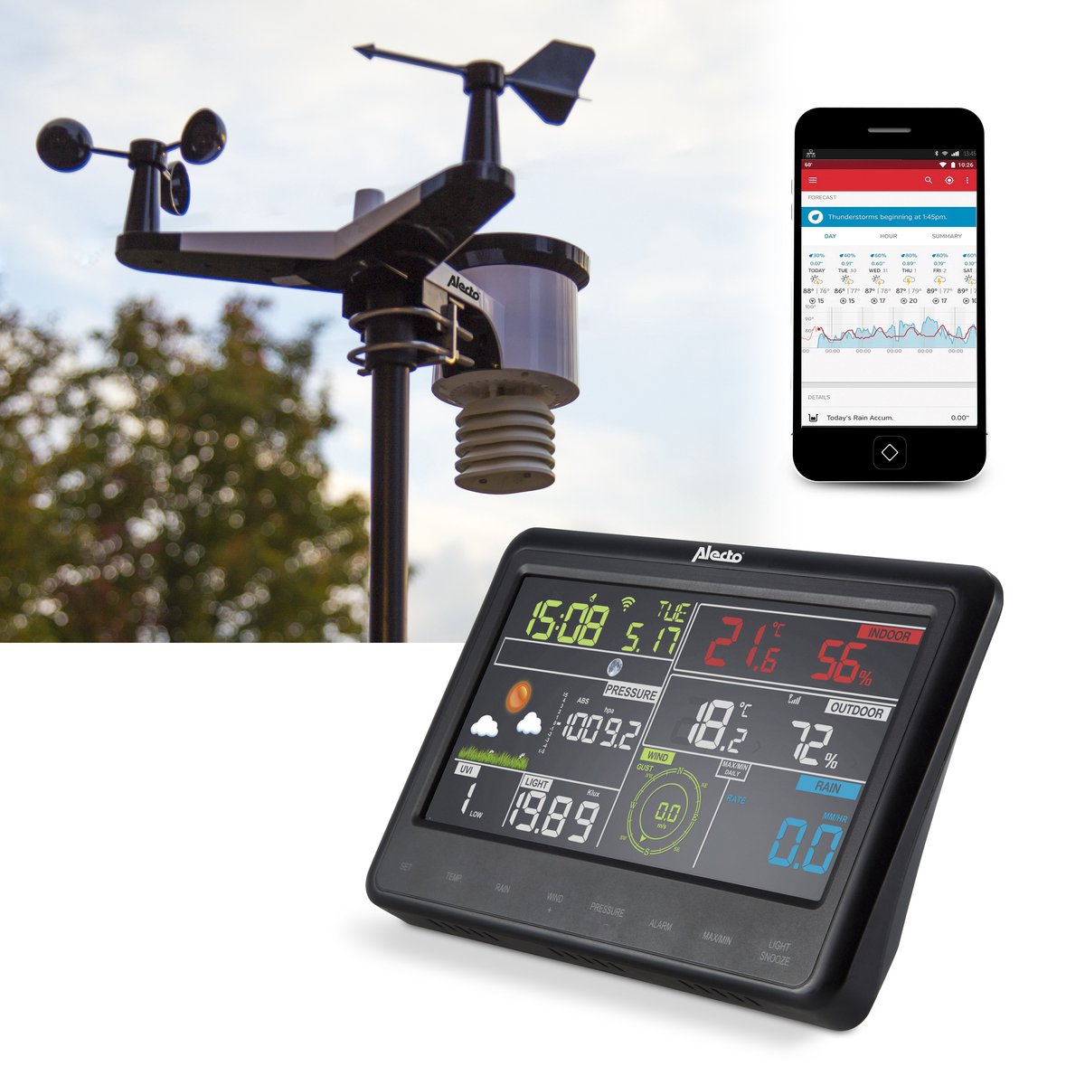 Alecto WS-5500 Wetterstation Regenradar