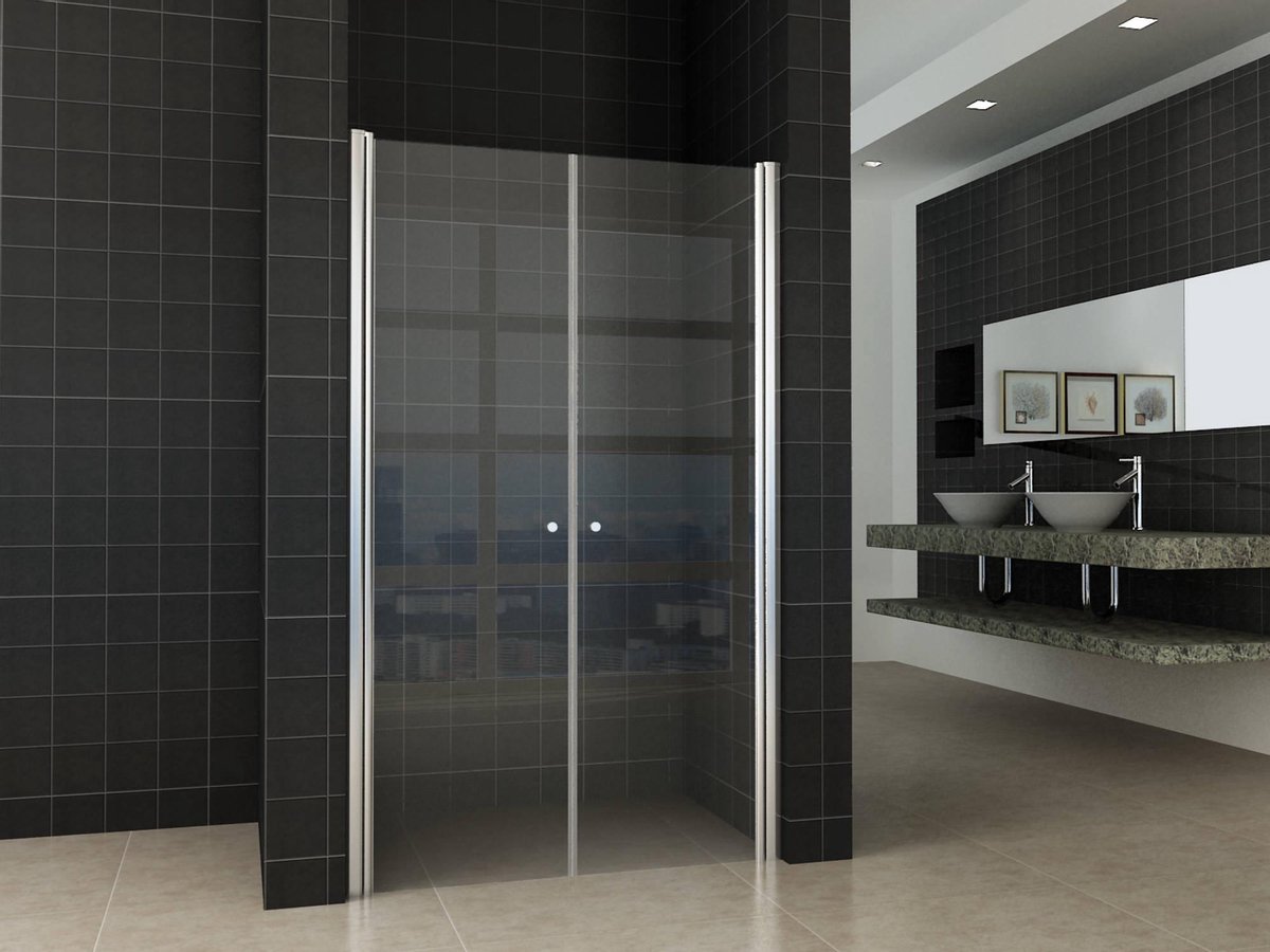 Saqu 2-teilige Pendeltür Nische 90x200 cm Aluminium Nanoglas