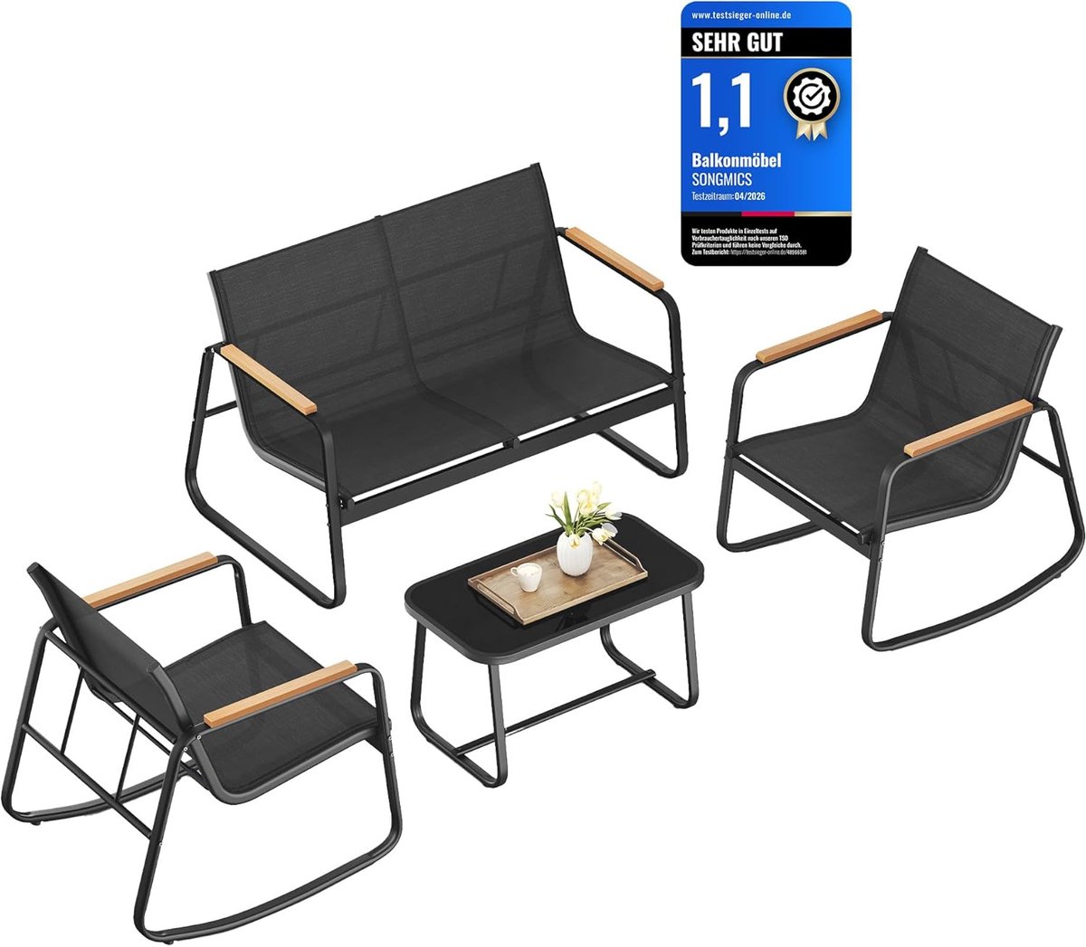 2 Schaukelstühle mit Tisch, Tintenschwarz