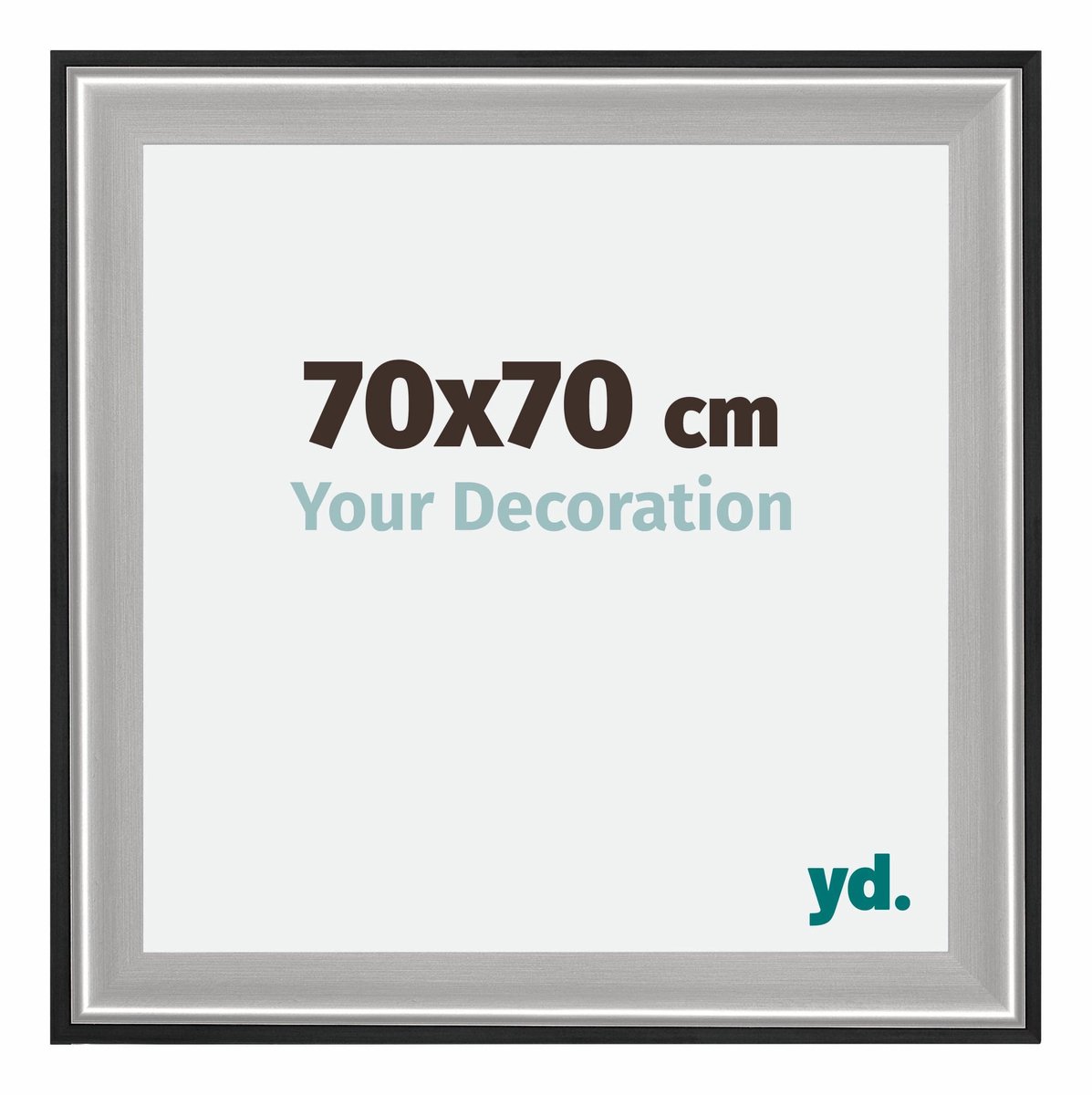 Bilderrahmen 70x70 cm - Schwarz Silber Poliert - Holz - Birmingham