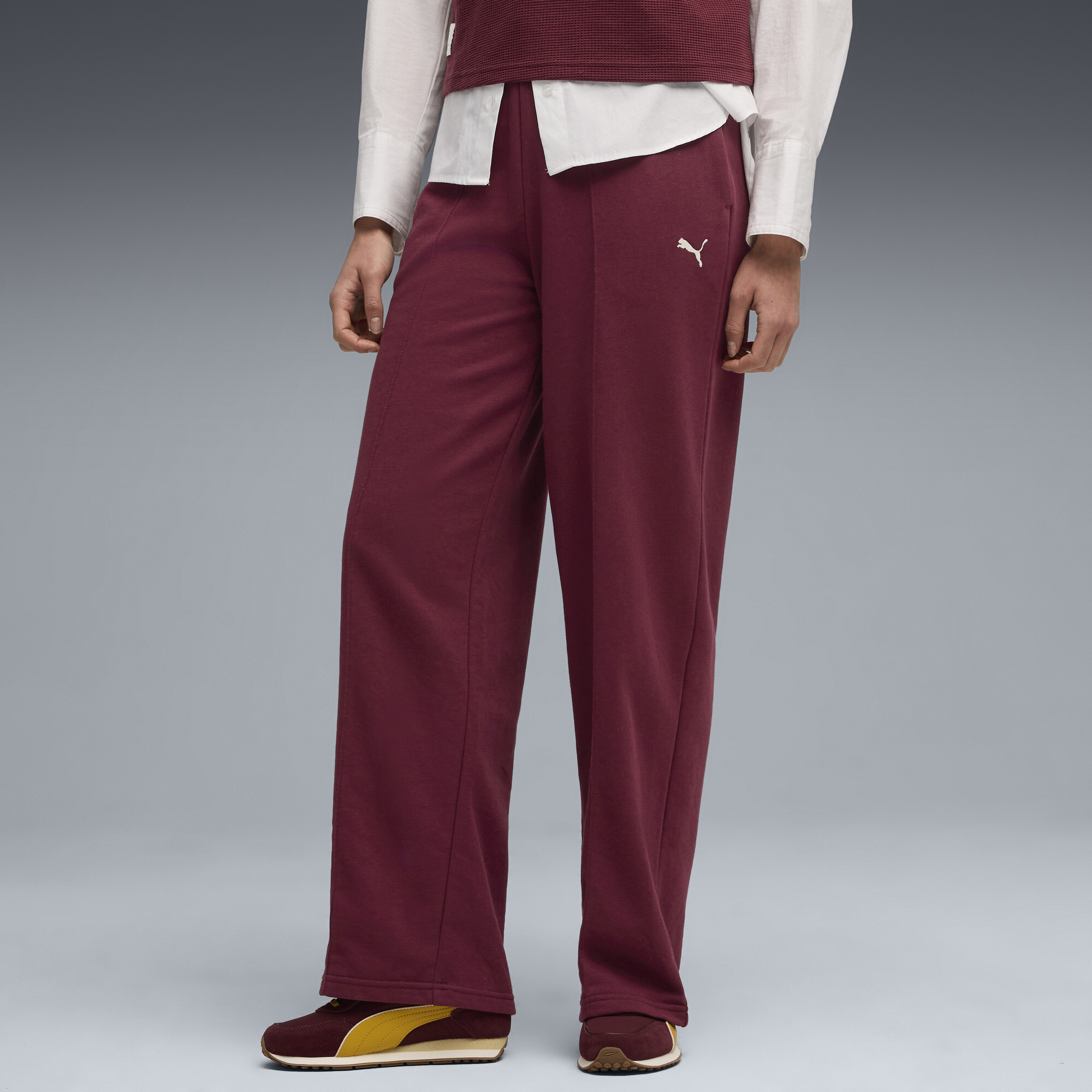 PUMA Class Straight Fit High-Waist-Hose Damen, Kleidung, Rot, L