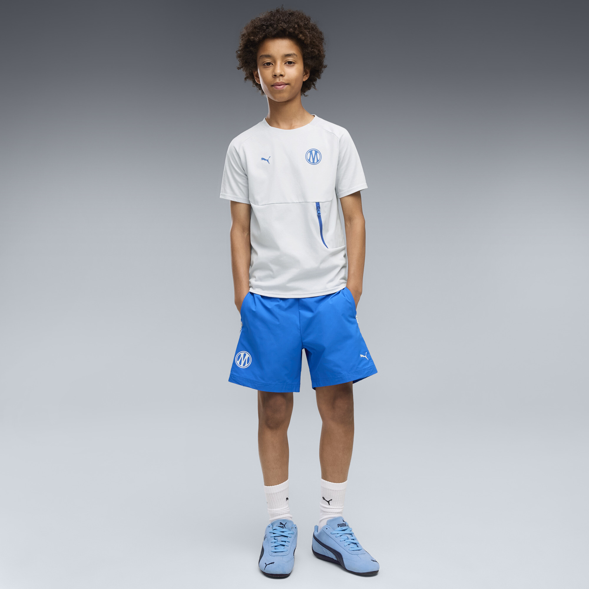 Olympique de Marseille PUMATECH Relaxed Gewebte Shorts Teenager, Kleidung, Blau, 9-10Y