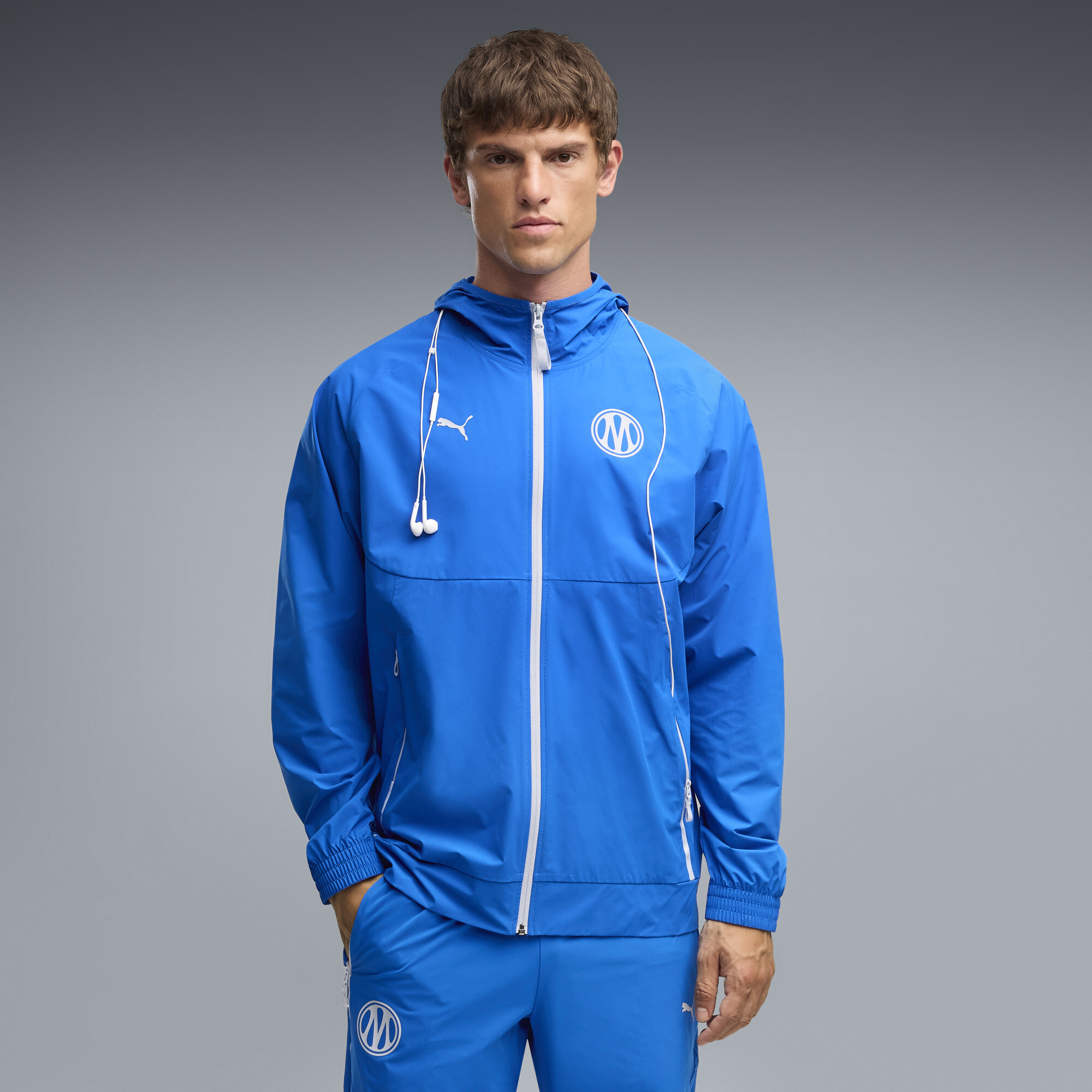 Olympique de Marseille PUMATECH Gewebte Jacke mit Reißverschluss Herren, Kleidung, Blau, XL