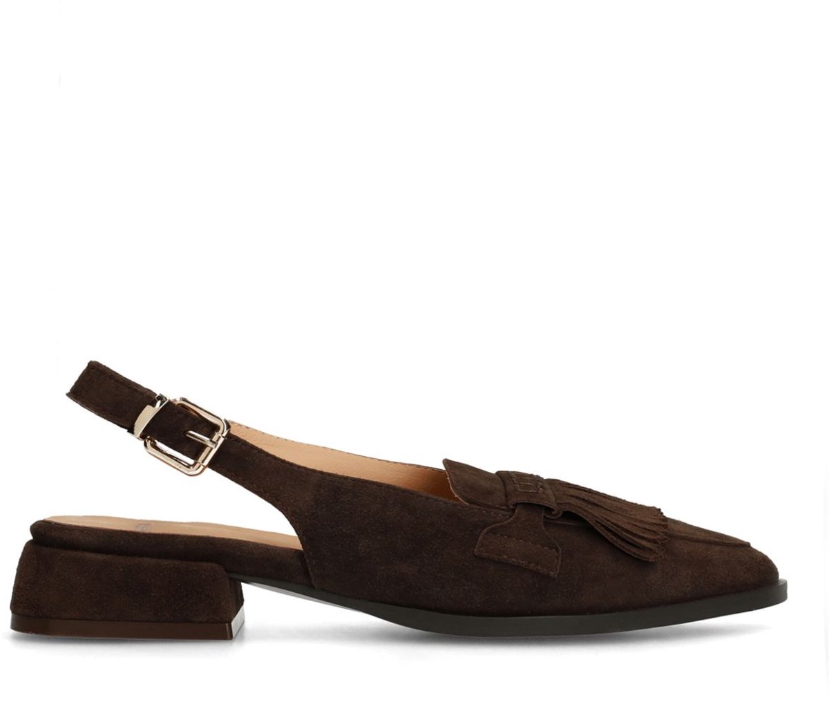 Dunkelbraune Slingbacks aus Veloursleder