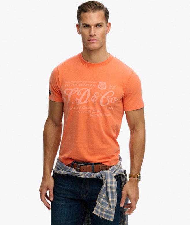Superdry Herren Industry Worker T-shirt in Lockerer Passform Orange - Größe: Xxxl