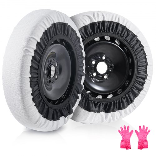 VEVOR Förtjockade Snösockor för Däck, Däcksockor av Polyesterfiber med Elastiska Remmar, Däckskydd med Snögrepp för Bil, SUV, Pickup och Lastbil (2-pack) - Medium